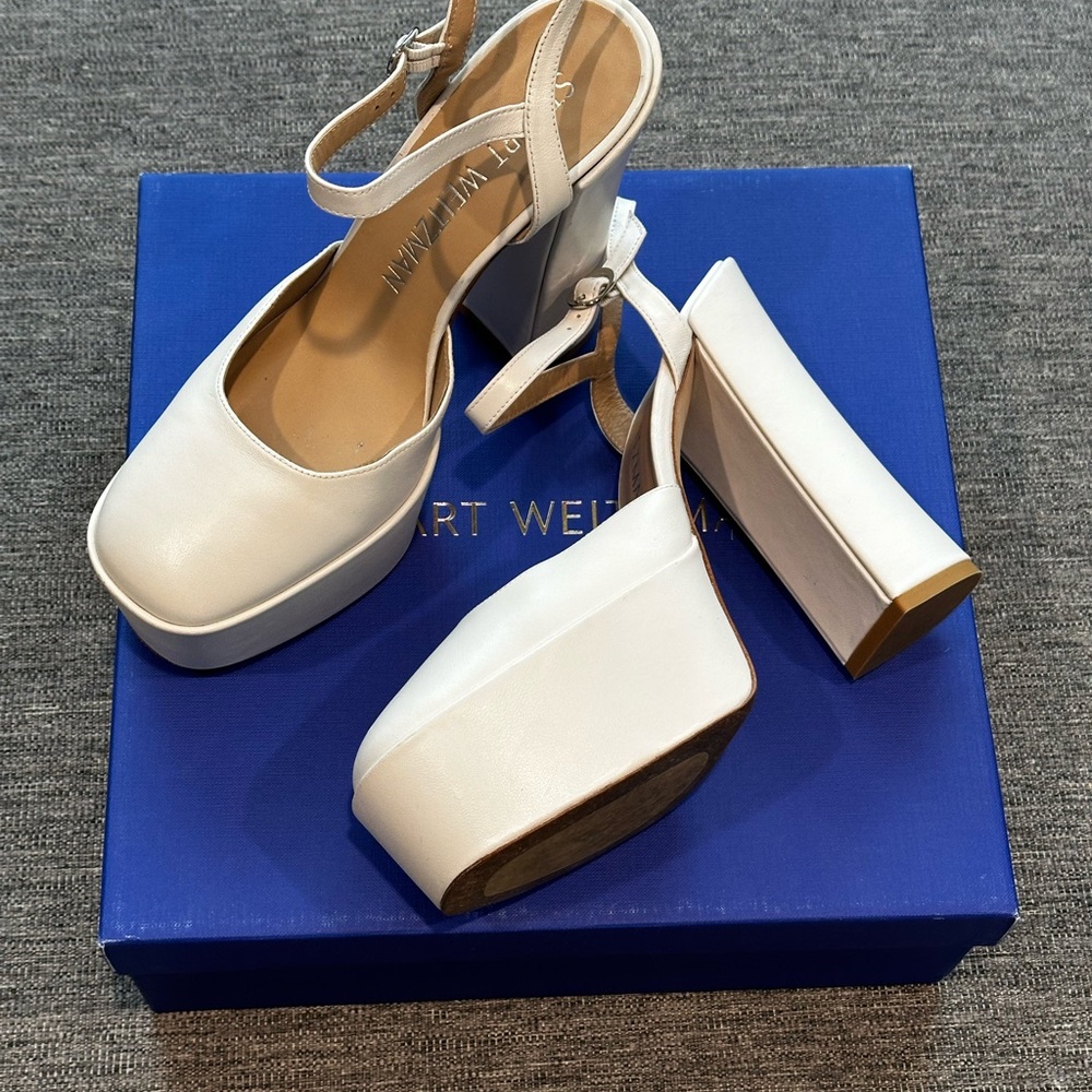 Stuart Weitzman Cream Platform Sandals